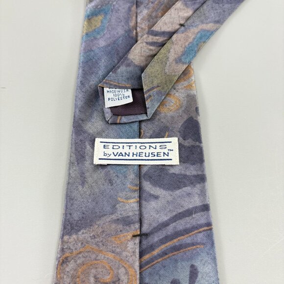 Editions by Van Heusen Purple Floral Men's Tie 3 3/4" x 58" Vintage - Picture 3 of 3